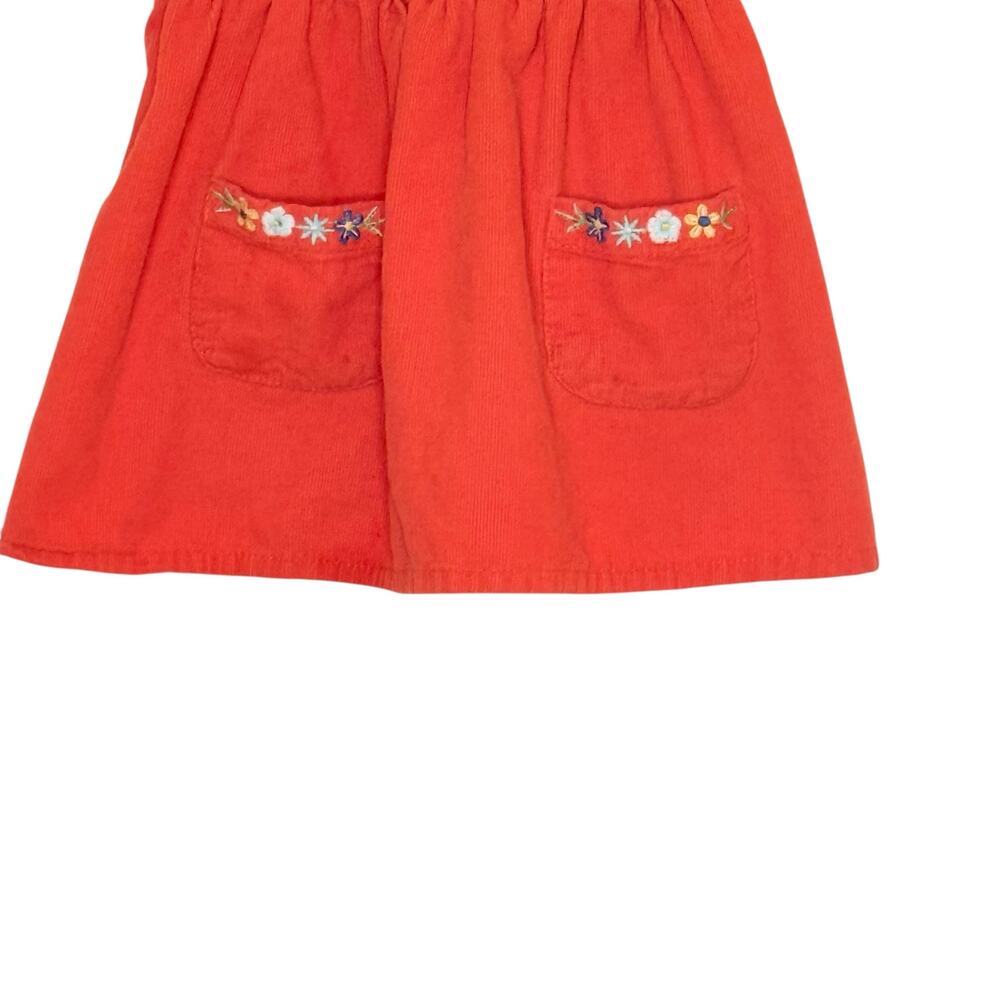 Corduroy Embroidered Overall Dress Toddler Girls 3-4 Y Orange Cotton Pinafore - Picture 10 of 10